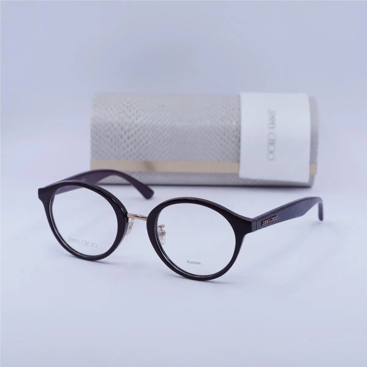 JC197/F 0MXW 00 Burgundy with Glitter 48mm Eyeglasses by Jimmy Choo