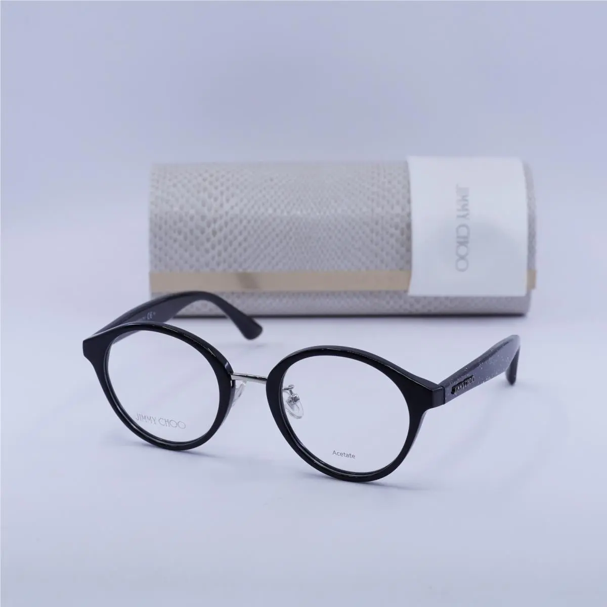 JC197/F 0NS8 00 Black Glitter 48mm Eyeglasses by Jimmy Choo