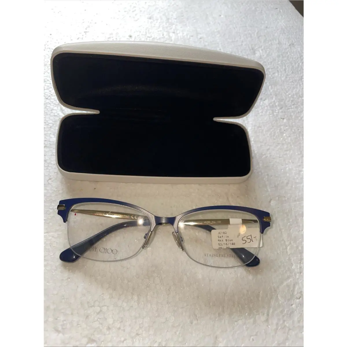 Jimmy Choo Eyeglasses Metal Frames JC 182—53/16/140-half Frame-blue