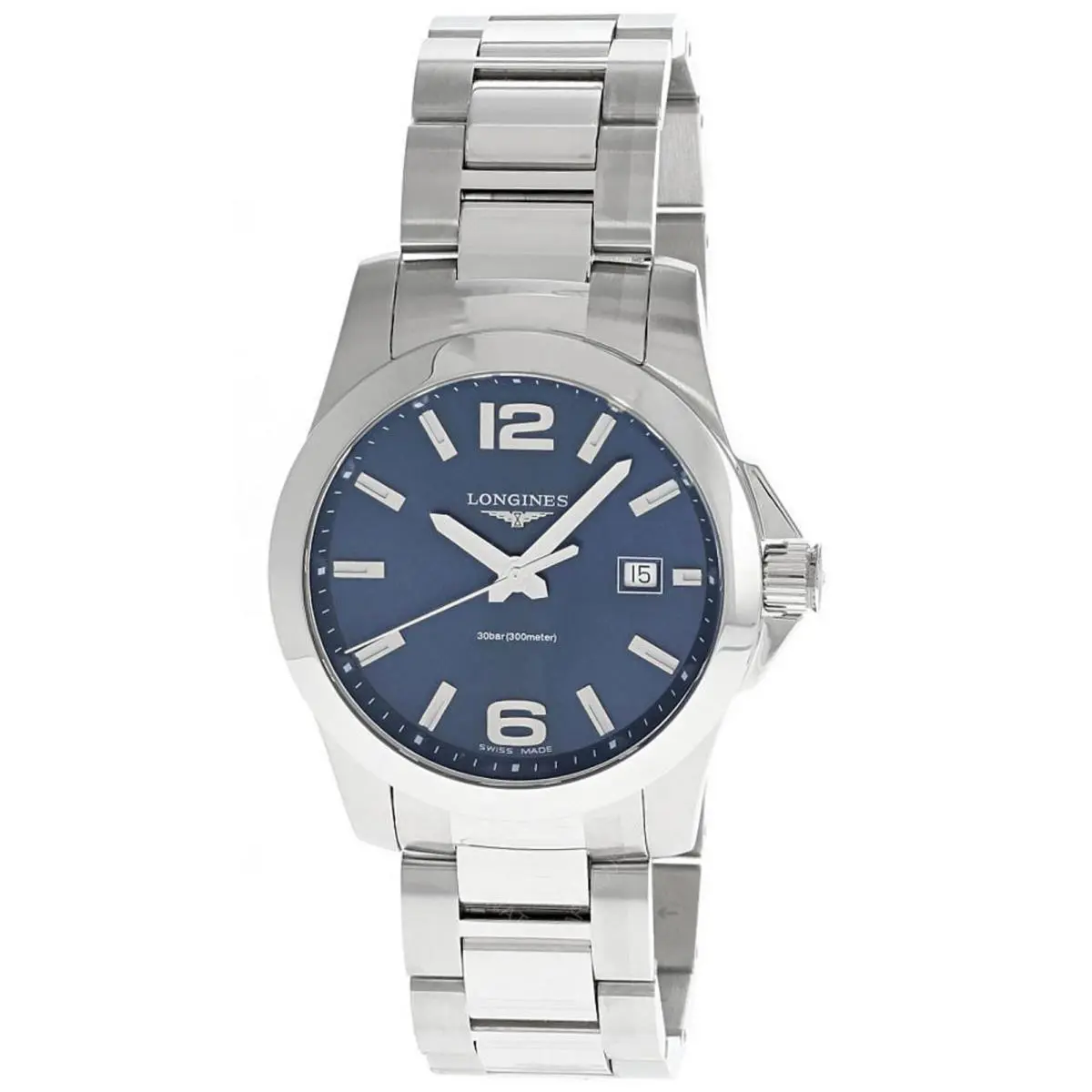 Longines Conquest Quartz 41mm Blue Dial Mens Watch L37594966 / L3.759.4.96.6 - Dial: Blue, Band: Silver, Bezel: Silver