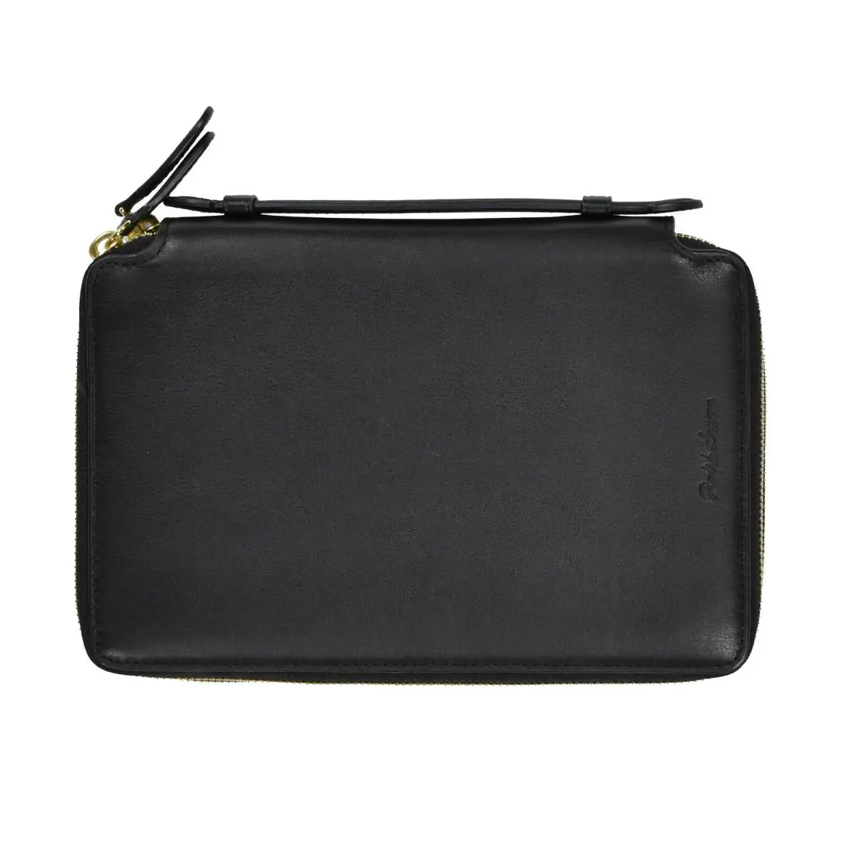 Ralph Lauren Purple Label Black Double Zip 9 Leather Travel Wallet