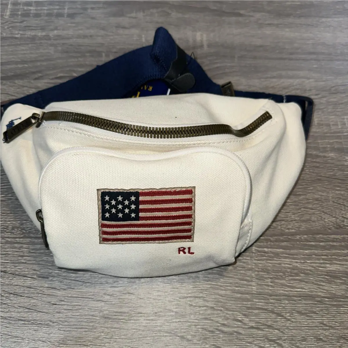 Polo Ralph Lauren Men’s Usa Flag Canvas Waist Pack White