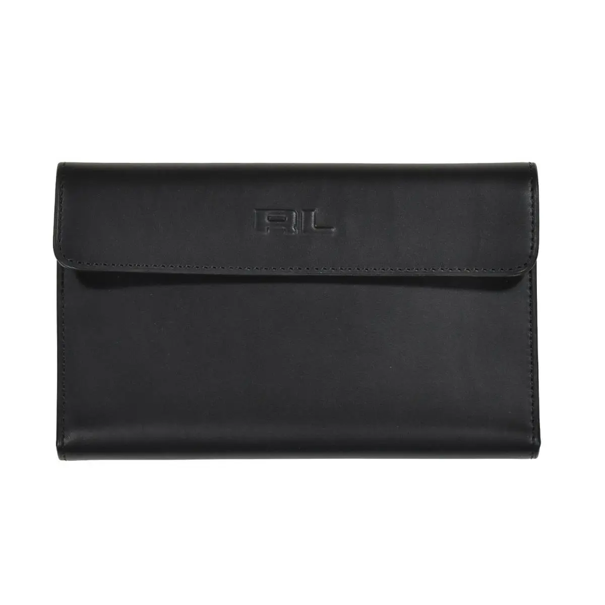 Ralph Lauren Purple Label Black Leather RL Foldover 7 x 4.25 Wallet