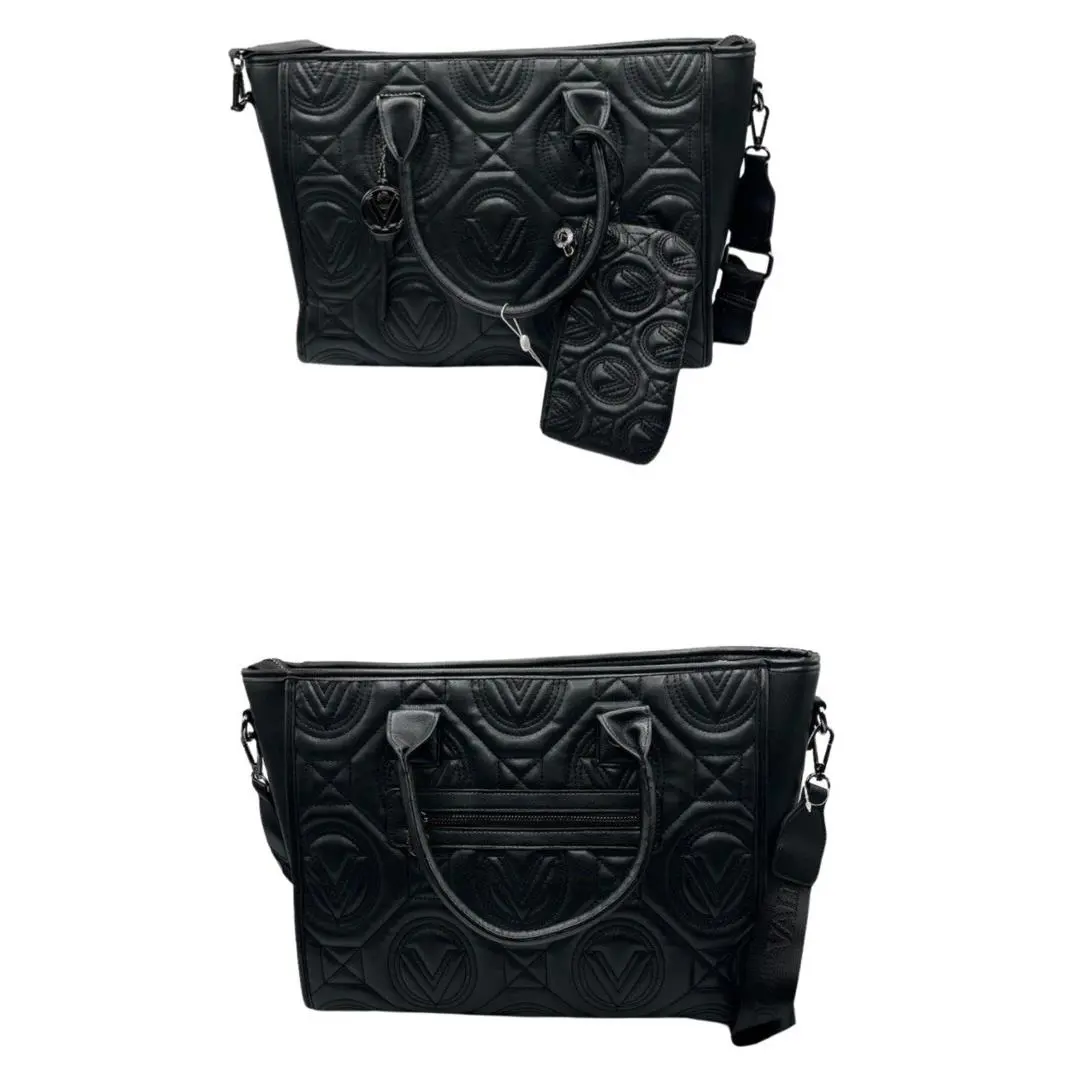 Valentino Orlandi XL Large Quilted Tote Bag Crossbody Black