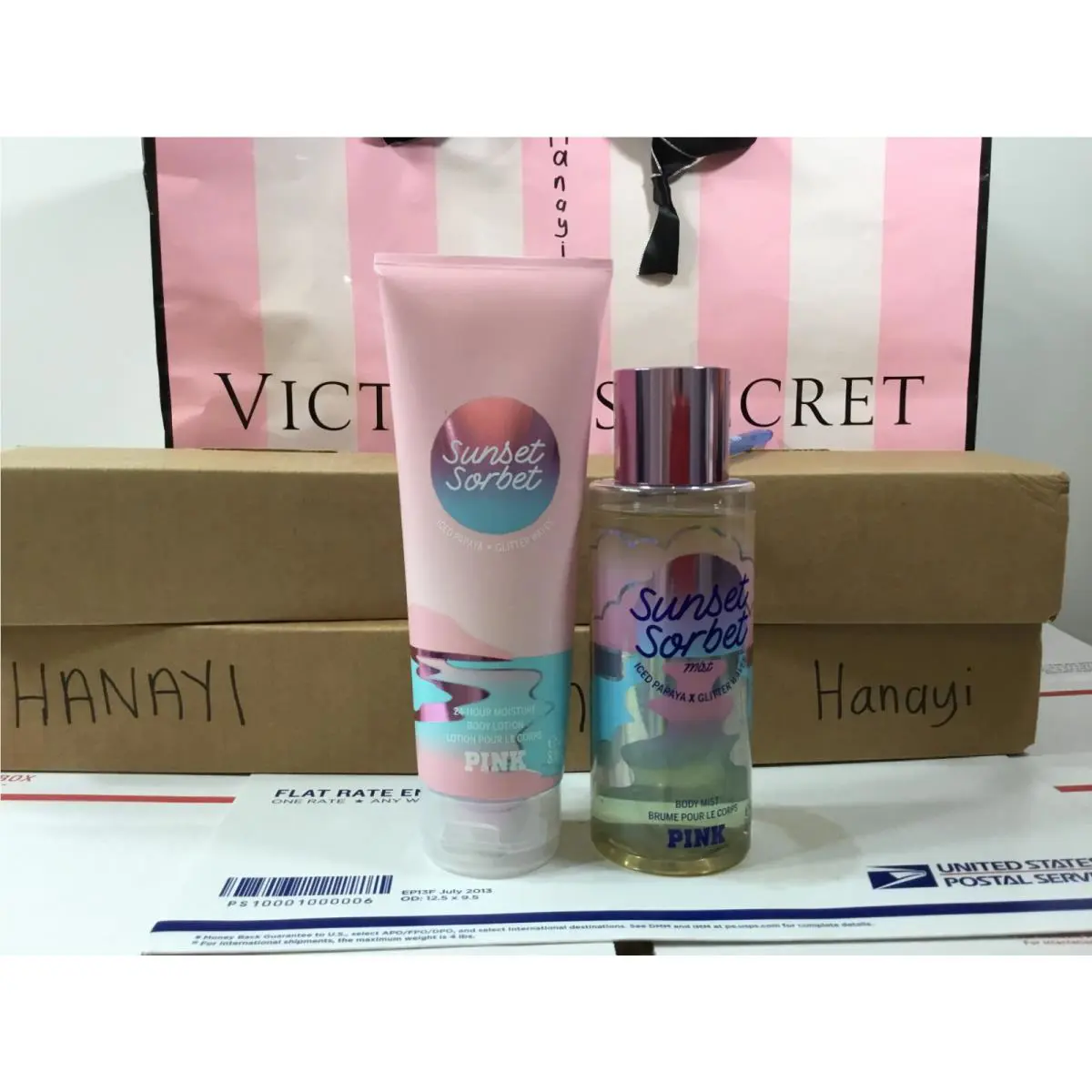 Victoria`s Secret Pink Sunset Sorbet Body Mist Body Lotion Set