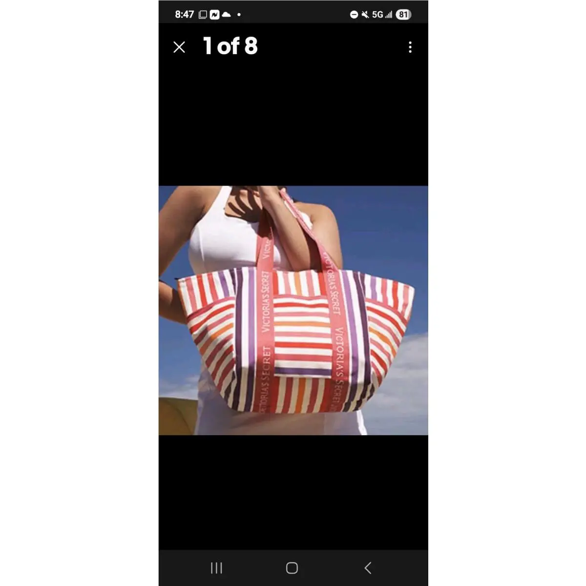 Victorias Secret Pink Rainbow Stripe Weekend Tote Bag Carry On Beach Large