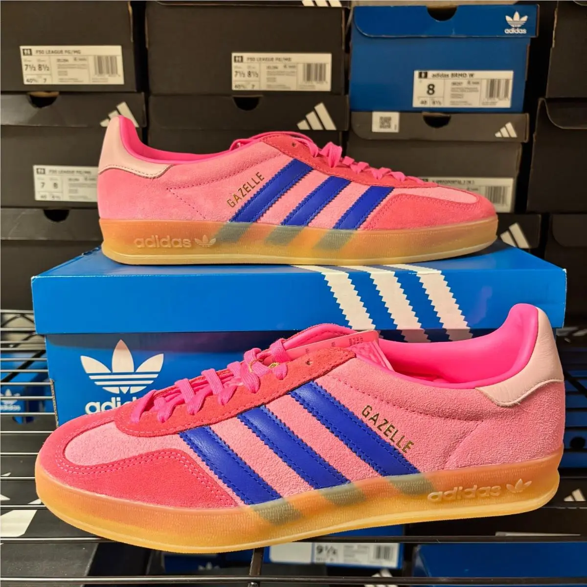 Adidas Gazelle Indoor Size 9.5 Women Lucid Pink Blue Casual Athletic Shoe JQ0194
