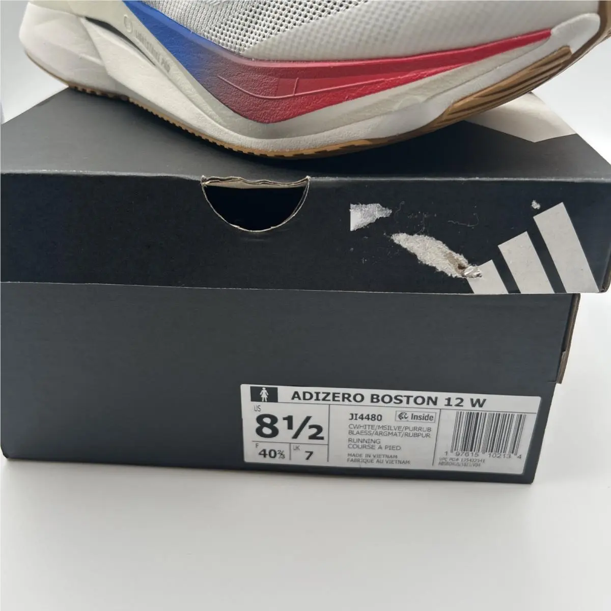 Adidas shoes - adidas Adizero Boston 12 - Adizero Boston - JI4480 - White Silver Fuschia Blue (UPC: 0197615102134) 12