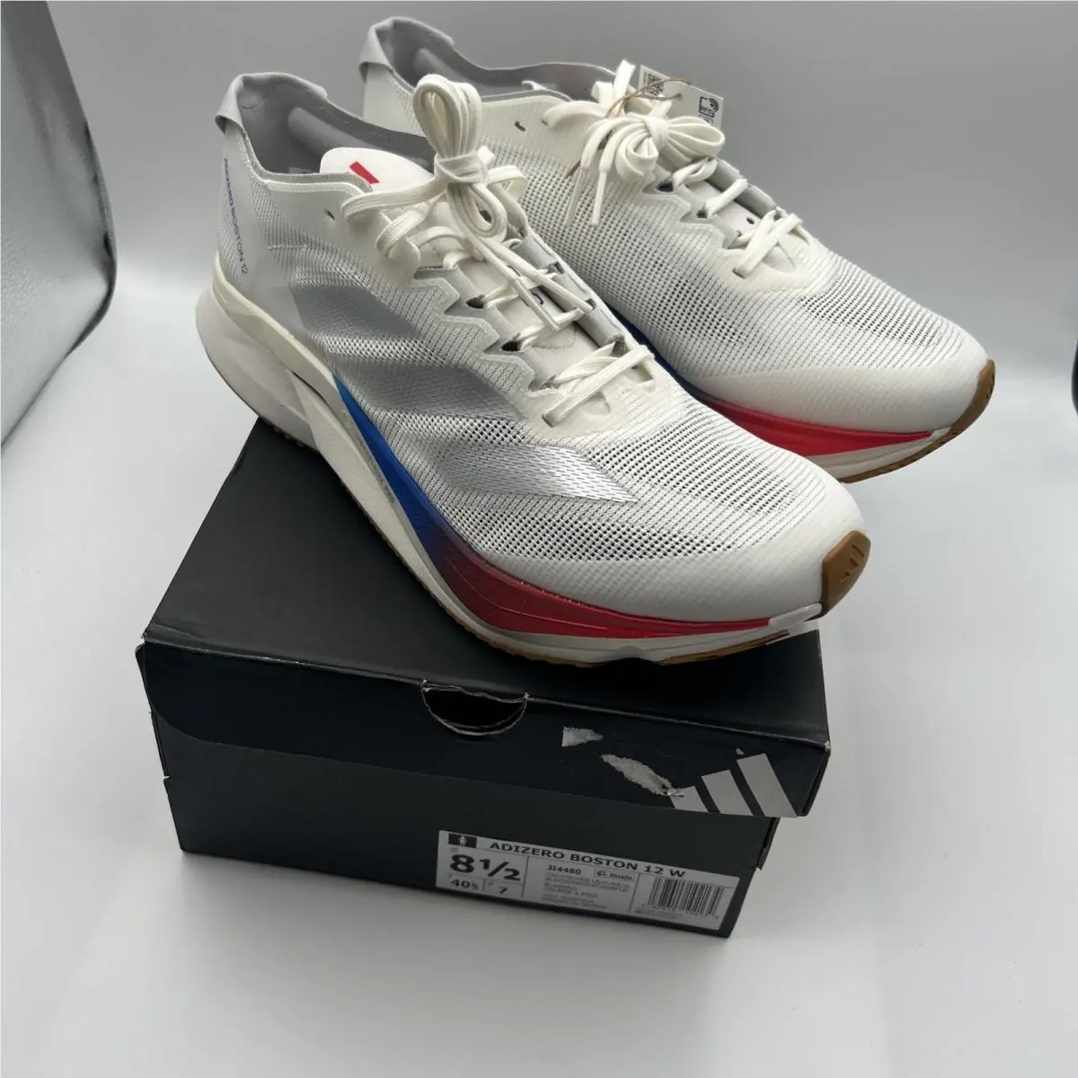 Adidas shoes - adidas Adizero Boston 12 - Adizero Boston - JI4480 - White Silver Fuschia Blue (UPC: 0197615102134) 13