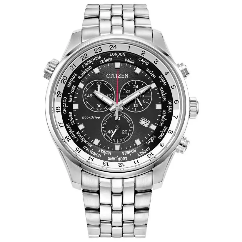 Eco-drive World Time Luxury Chronograph Men`s Watch AT0368-58E by Citizen