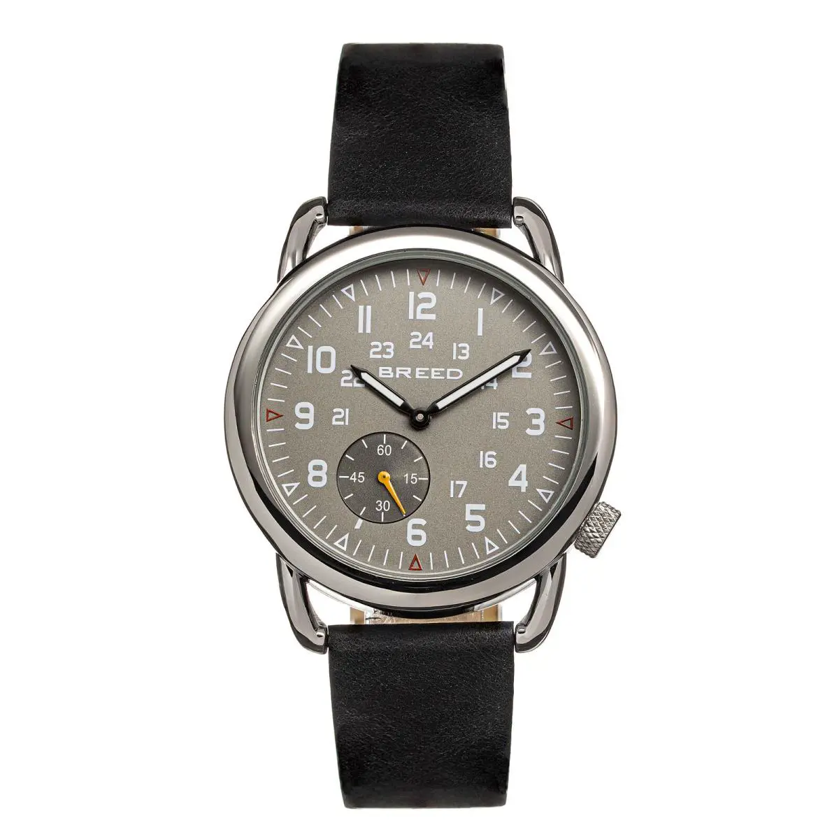 Regulator Leather-band Watch W/second Sub-dial - Black/gunmetal by Breed