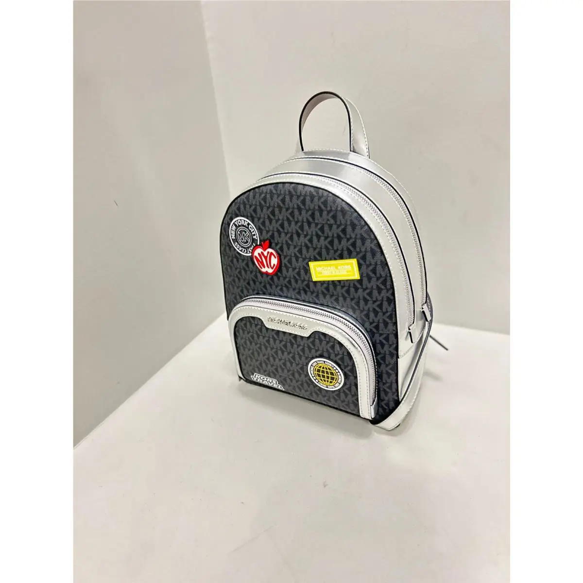 Michael Kors Jaycee Women Medium Embellished MK Logo Travel Backpack Bag Black