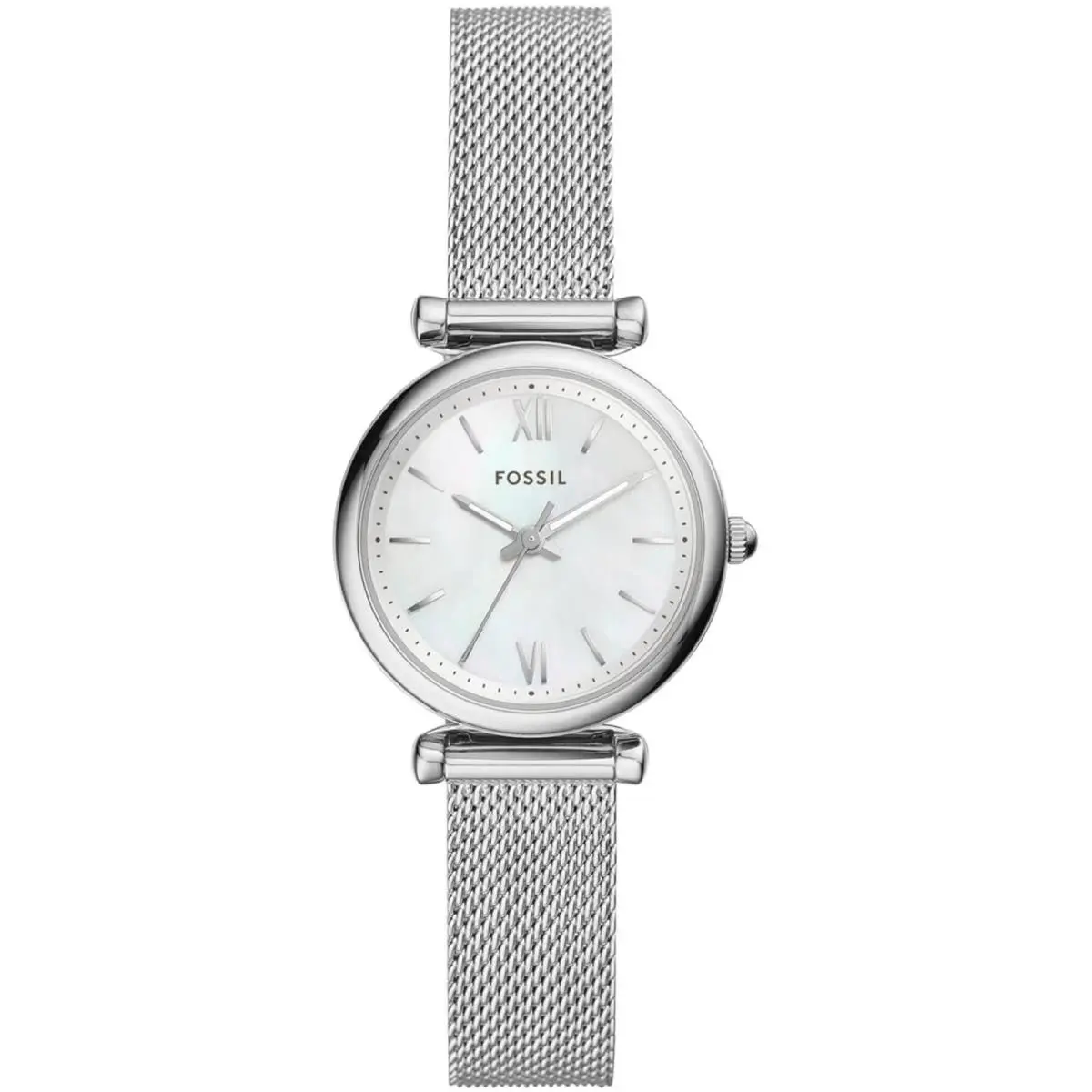 Fossil Women`s Watch Carlie Mini White Mop Dial Steel Mesh Bracelet ES4432