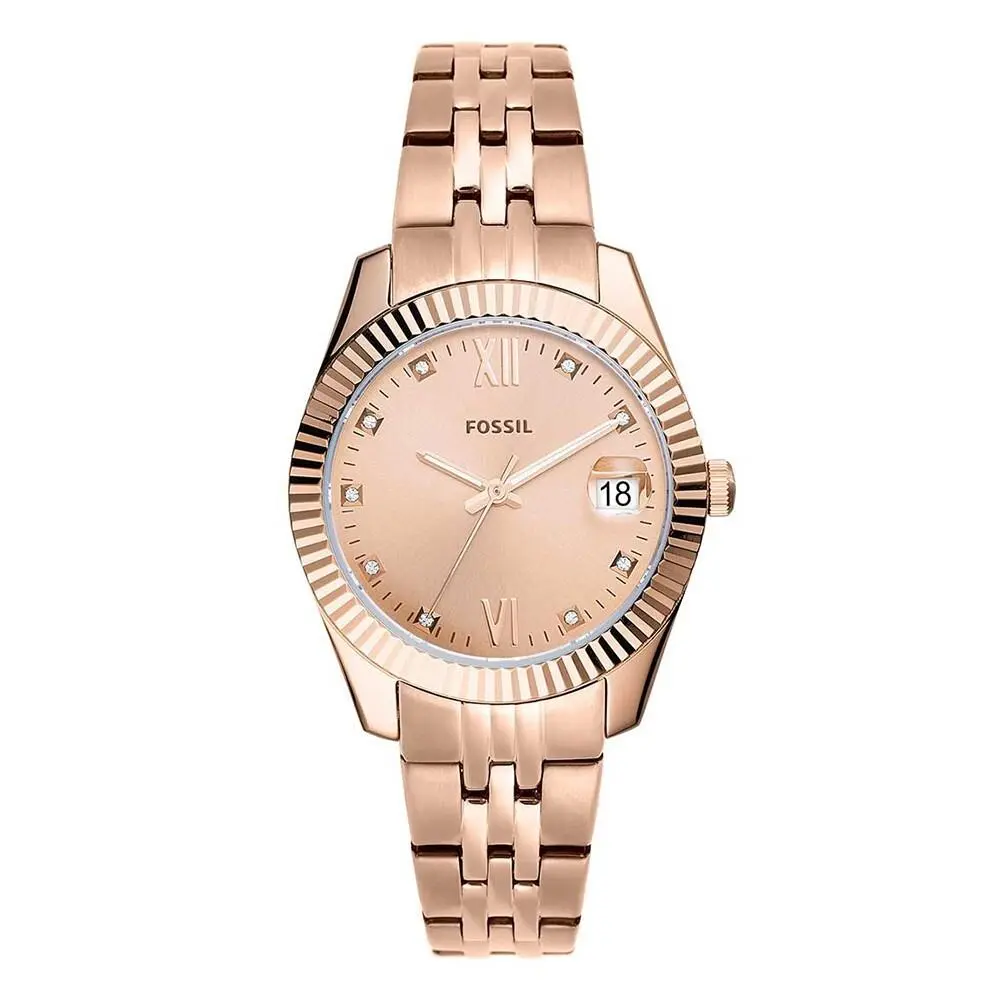Womens Rose Gold Dial Band Stainless Steel Quartz Watch - ES4898 by Fossil