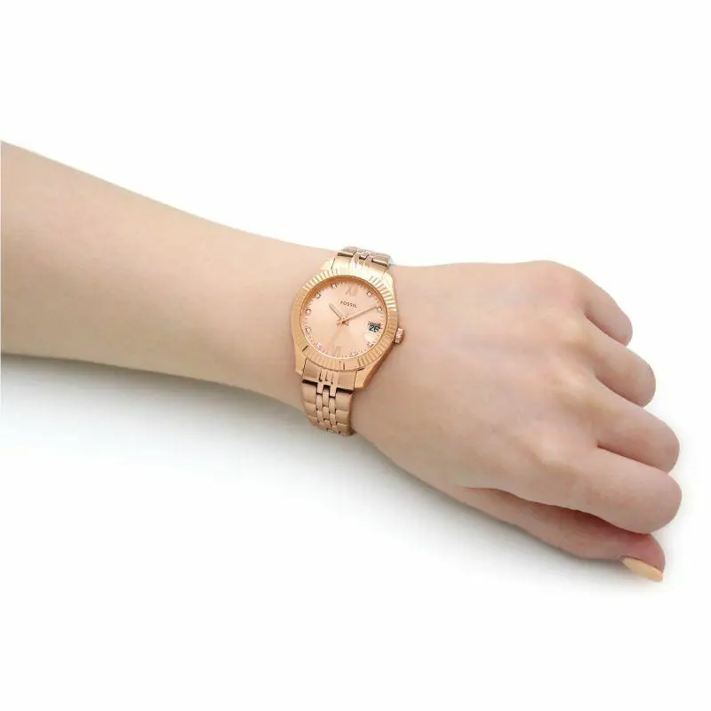 Women`s Fossil Mini Three-hand Date Rose Gold-tone Stainless Stel Watch ES4898