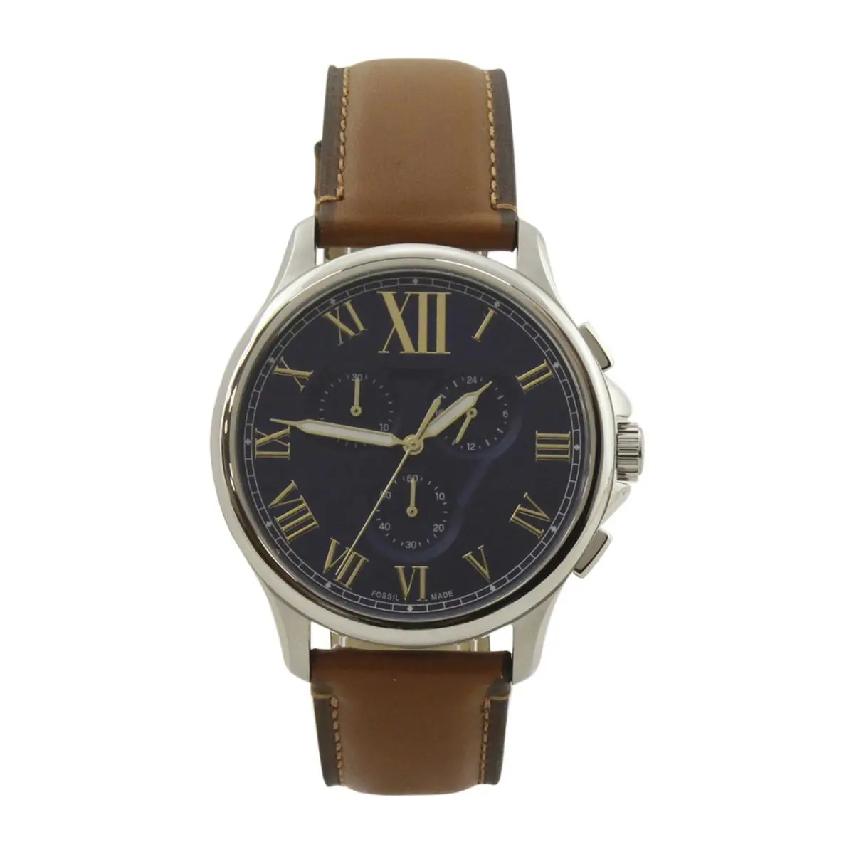 Men`s Monty FS5640 FS/5640 Brown Leather Chronograph Analog Watch by Fossil