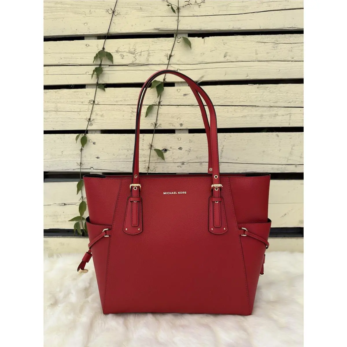 Michael Kors Voyager EW Top Zip Leather Tote Flame