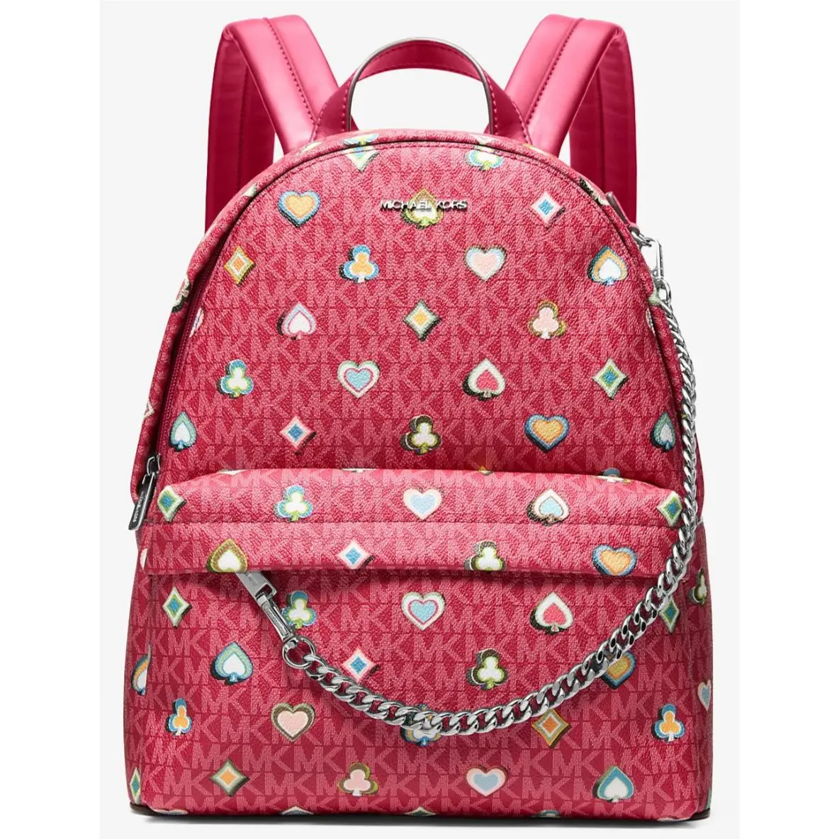 Slater Medium Chain Backpack Pink 35F5S04B6I Vegas Print by Michael Kors