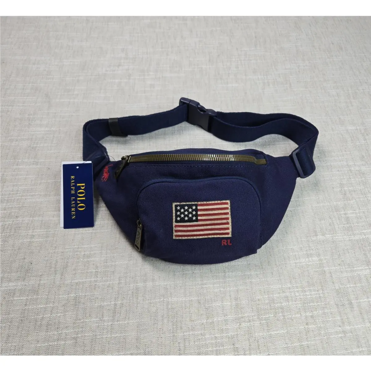 Polo Ralph Lauren Usa Flag Fanny Pack Crossbody Sling Bag Blue Red White Canvas