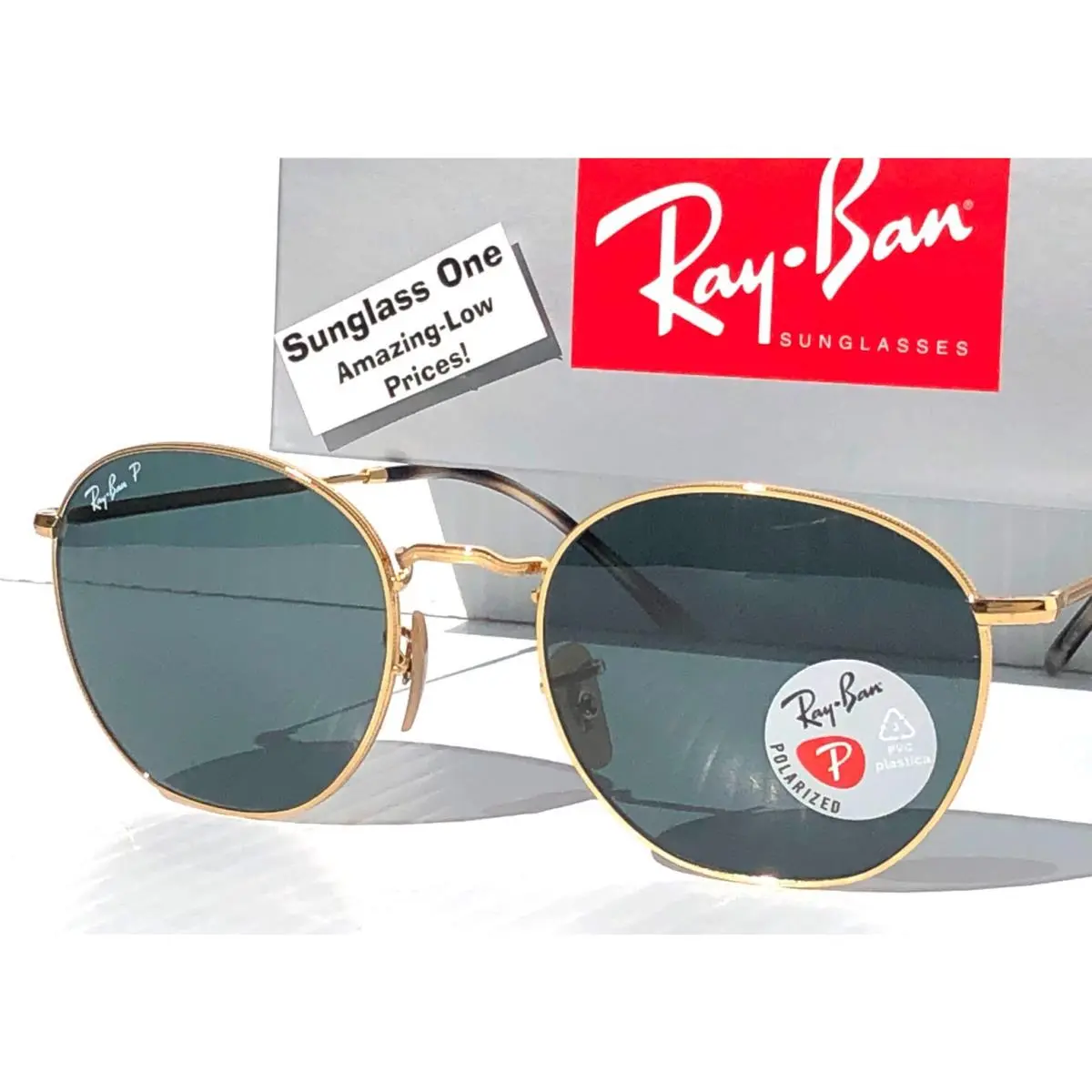 Ray Ban Rob Arista Gold Polarized Dark Blue Lens Sunglass RB3772 001/3R