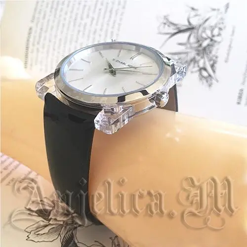 + Box Women`s  MK2483 Kempton Shiny Black Leather Bracelet Watch by Michael Kors