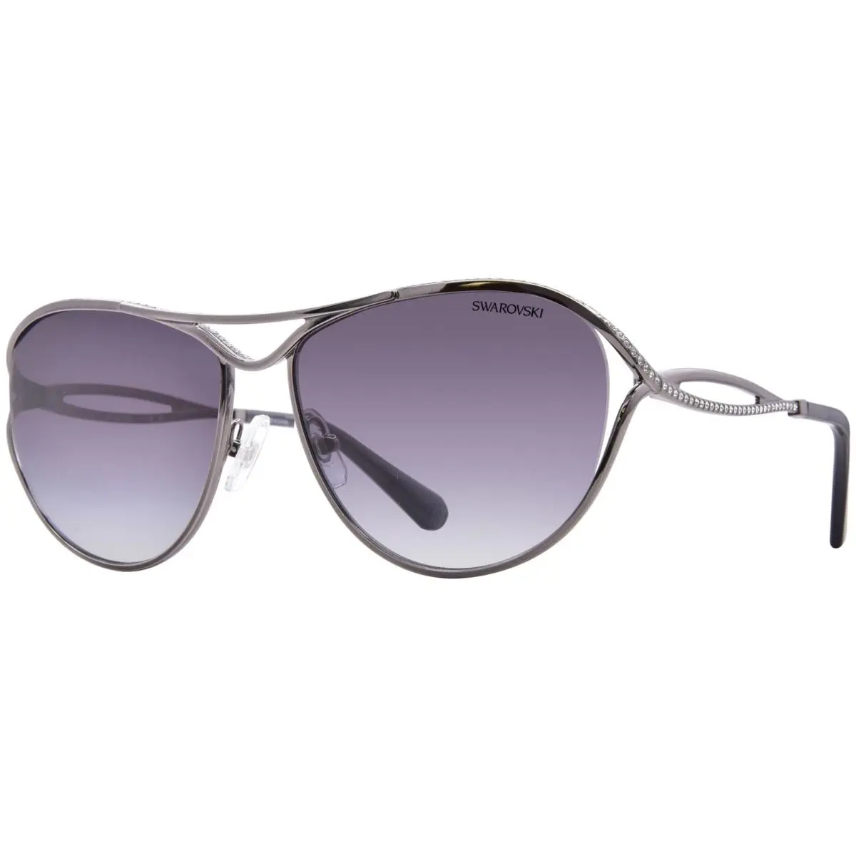 Swarovski SK7028 40098G Sunglasses Women`s Gunmetal/grey Gradient Pilot 59mm