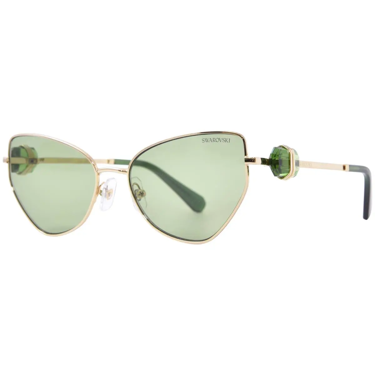 Swarovski SK7003 4004/2 Sunglasses Women`s Gold/dark Green Lenses Cat Eye 57mm