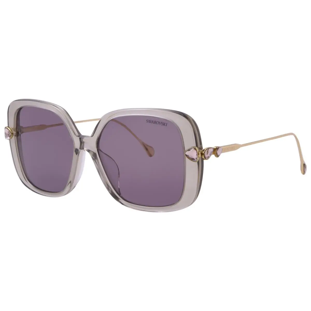 Swarovski SK6011F 3003LA Sunglasses Women`s Transparent Brown/violet Lenses 56mm