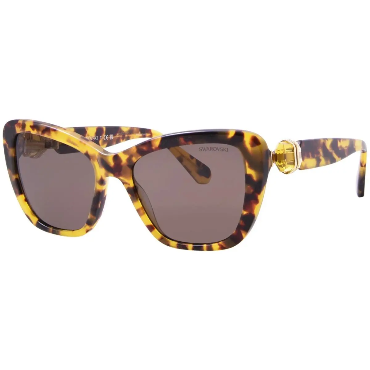 Swarovski SK6018 104073 Sunglasses Women`s Havana Media/dark Brown Cat Eye 52mm