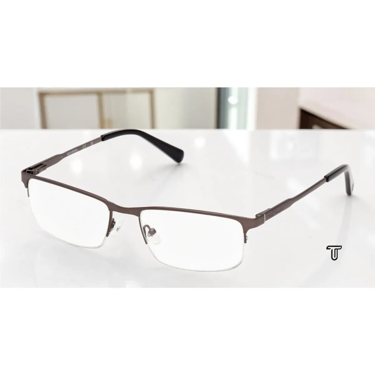 Harley-davidson HD0759 009 Matte Gunmetal Clear Lens Metal 56mm Men`s Eyeglasses