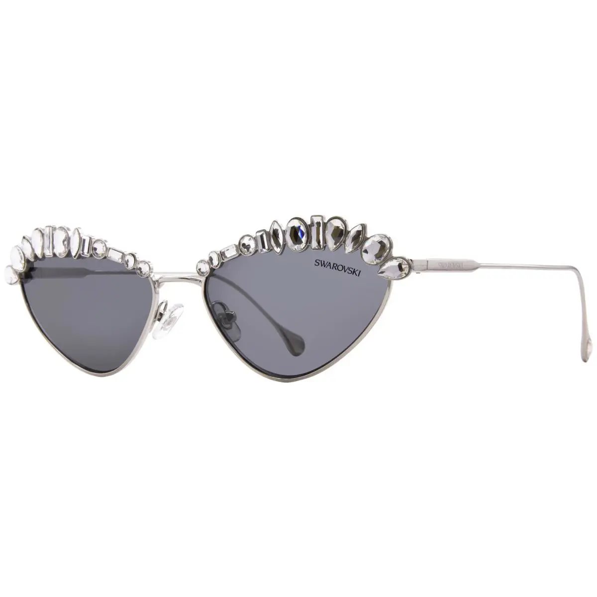 Swarovski SK7009 400187 Sunglasses Women`s Silver/dark Grey Oval Shape 55mm