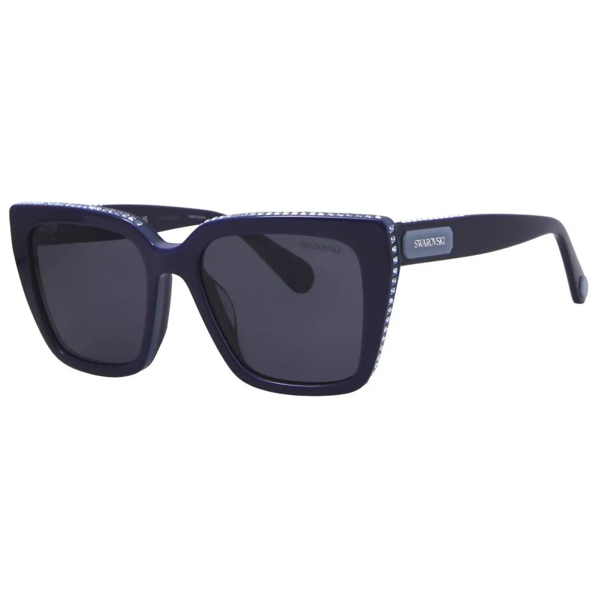Swarovski SK6013 101887 Sunglasses Women`s Blue/dark Grey Lens Pillow Shape 54mm