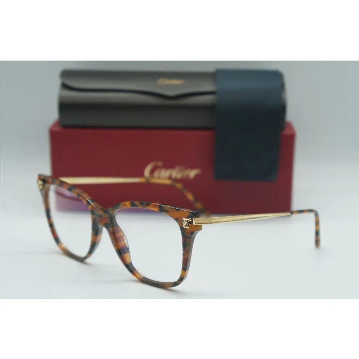Cartier CT0026O 005 Havana Gold Eyeglasses Frame 52-17