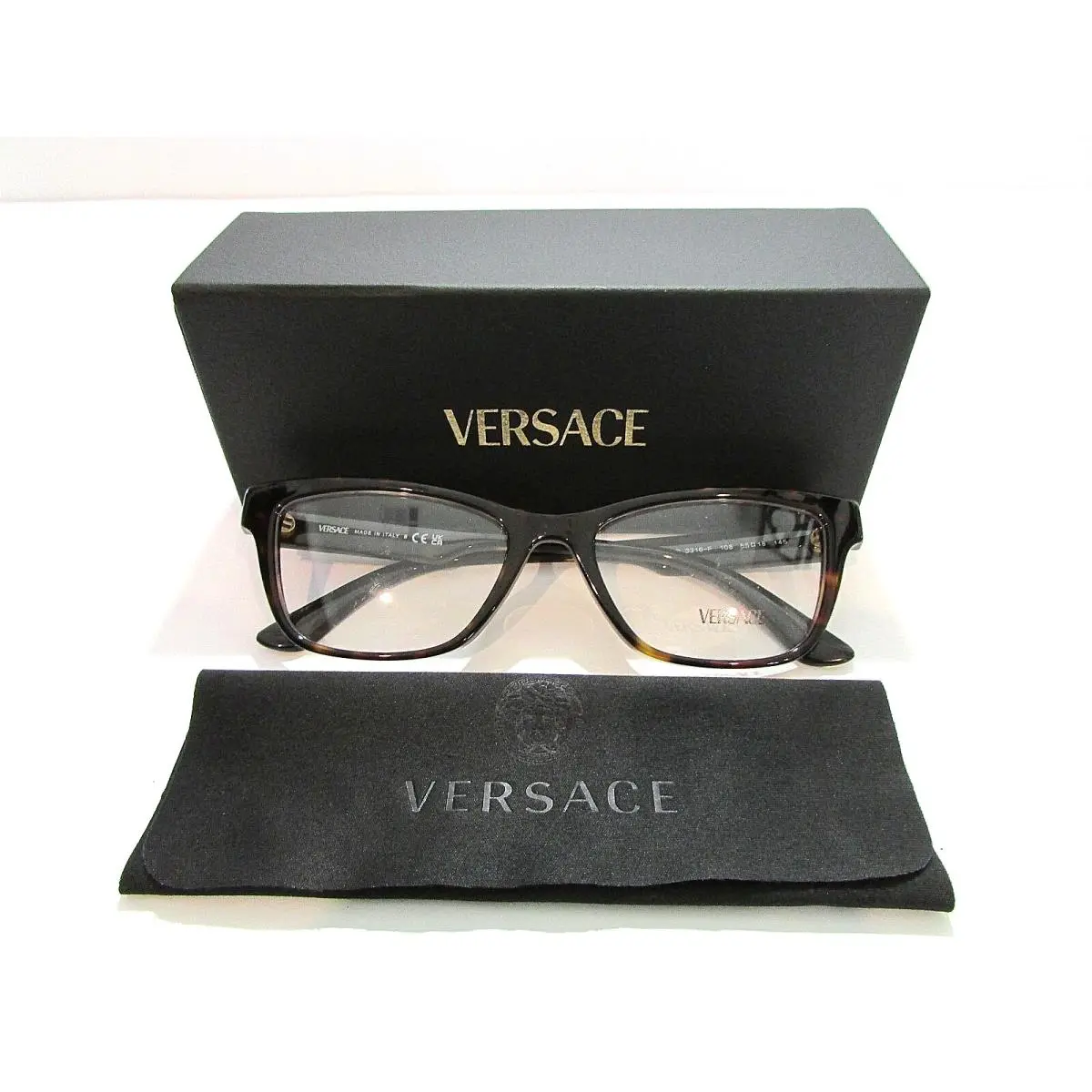 Versace 3316-F 108 Dark Havana Eyeglasses Rx-able Frame