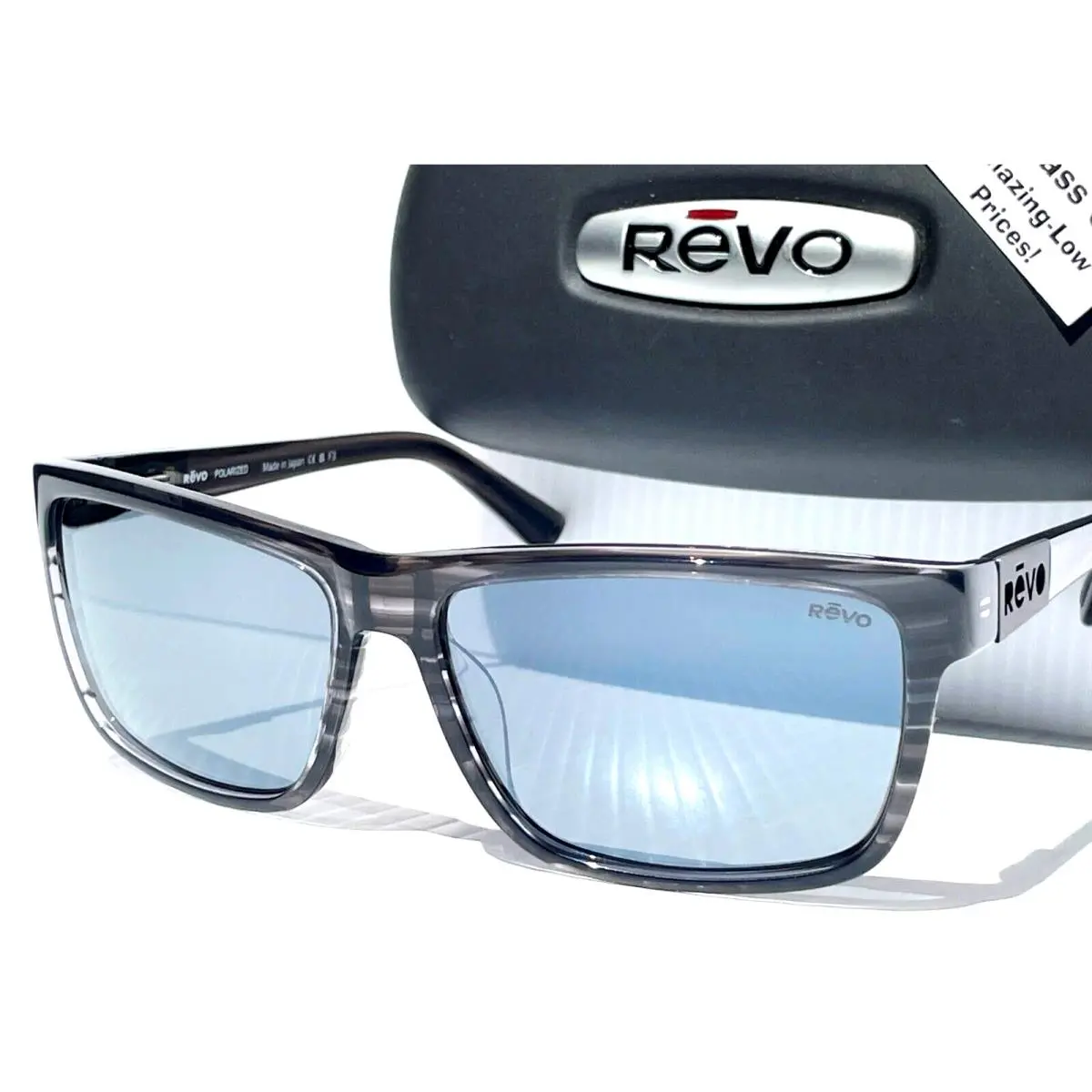 Winston Shiny Grey Horn Polarized Grey Lens Sunglass 1242 00 GY by Revo
