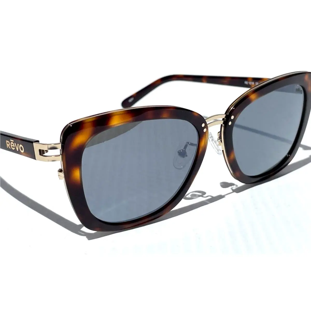 Eva Shiny Tortoise Polarized Grey Mirror Lens Sunglass 1218 02 GY by Revo