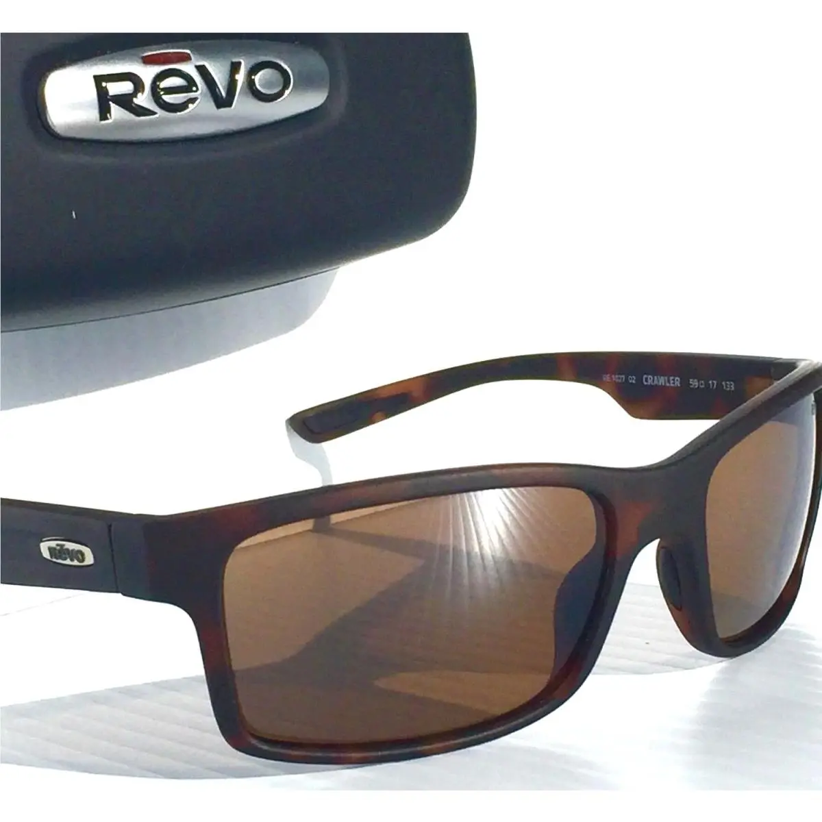 Crawler Tortoise Matte Polarized Brown Terra Len Sunglass 1027 02 BR by Revo