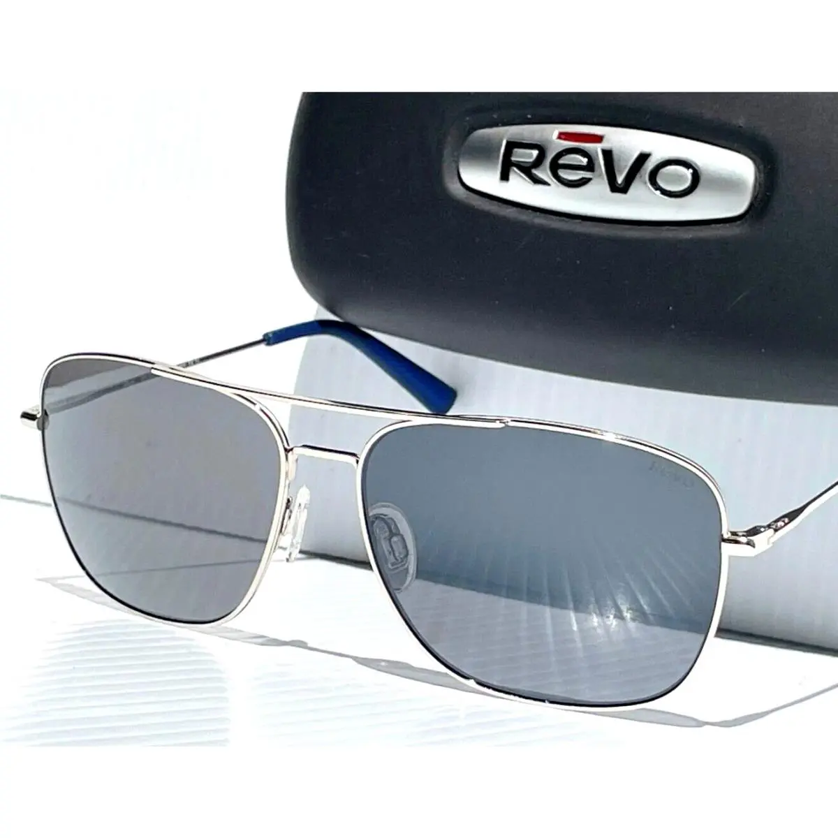 Harbor Shiny Chrome Aviator Polarized Grey Lens Sunglass 1082 03 GY by Revo