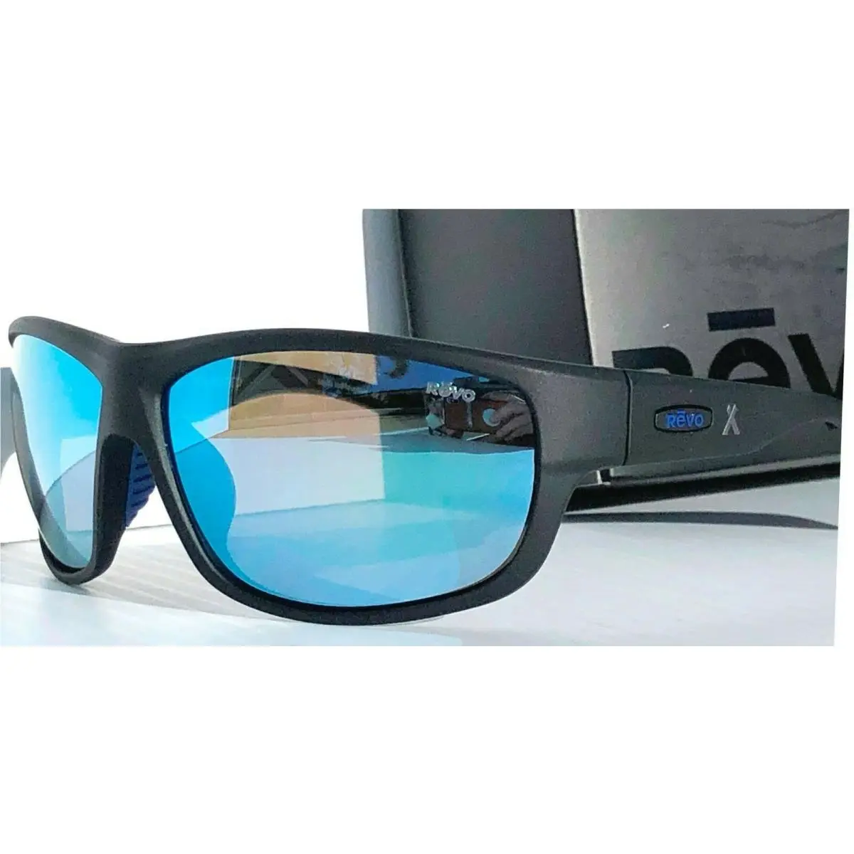 Caper Bear Grylls Mat Black Polarized Blue Water Sunglass 1092 01 BL by Revo