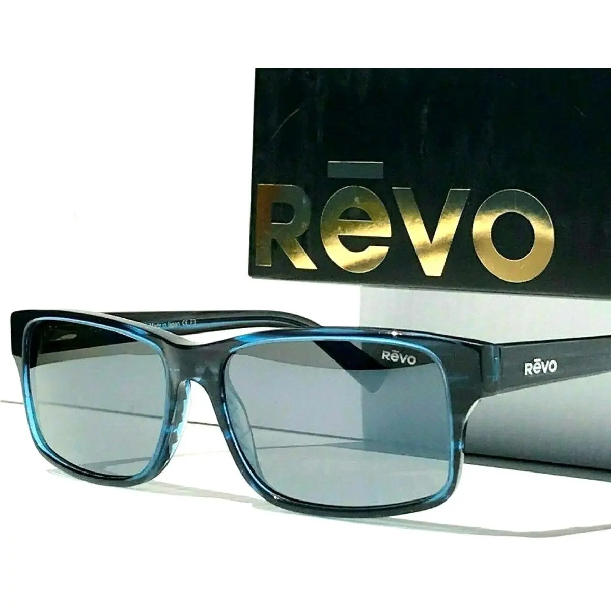 Finley G Blue Horn Shiny Polarized Glass Grey Sunglass 1112 05 GY by Revo