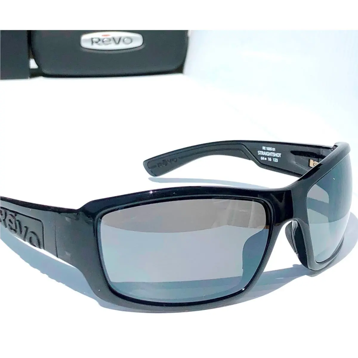 Straight Shot Crystal Black with Polarized Gray Sunglass 1005 01 GY by Revo