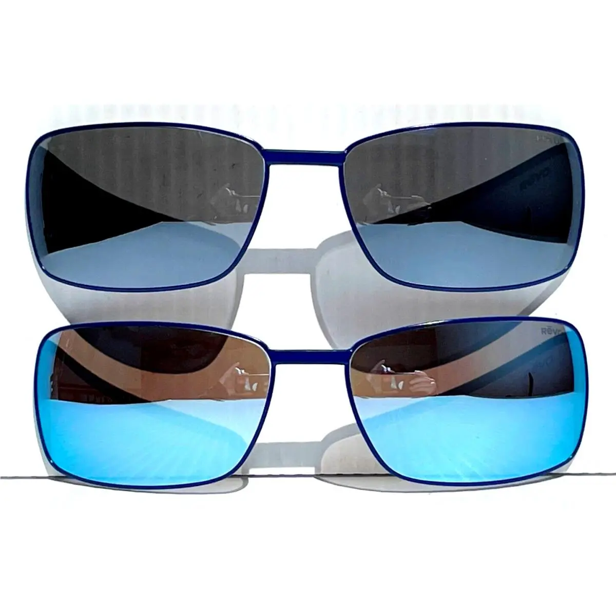Eclipse Matte Blue Polarized 2 Lens Blue Chrome Sunglass 1189 05 Blp+gy by Revo