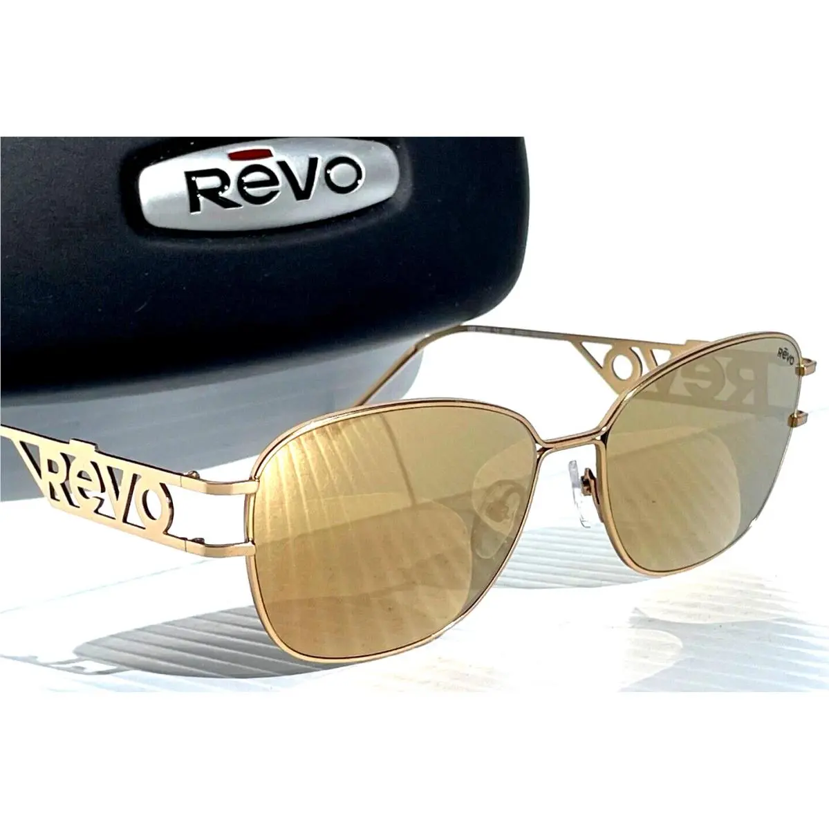 Air 4 Satin Gold Polarized Gold Mirror Lens Sunglass 1214 14 CH by Revo