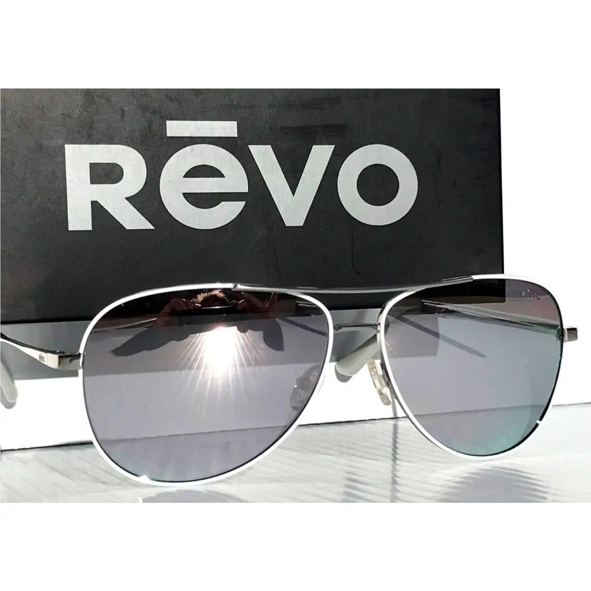 Relay Shiny Chrome Aviator Polarized Chrome Lens Sunglass 1014 03 ST by Revo