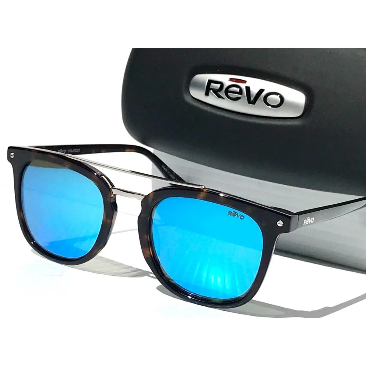 Revo Atlas Tortoise Silver Polarized Blue Glass Lens Sunglass 1179 02 H2O
