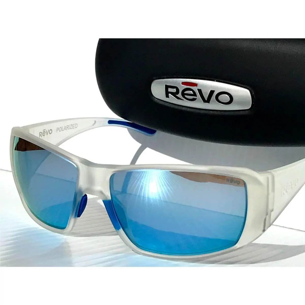 Dune Matte Crystal Clear Polarized Blue Lens Sunglass RE 1202 09 BL by Revo