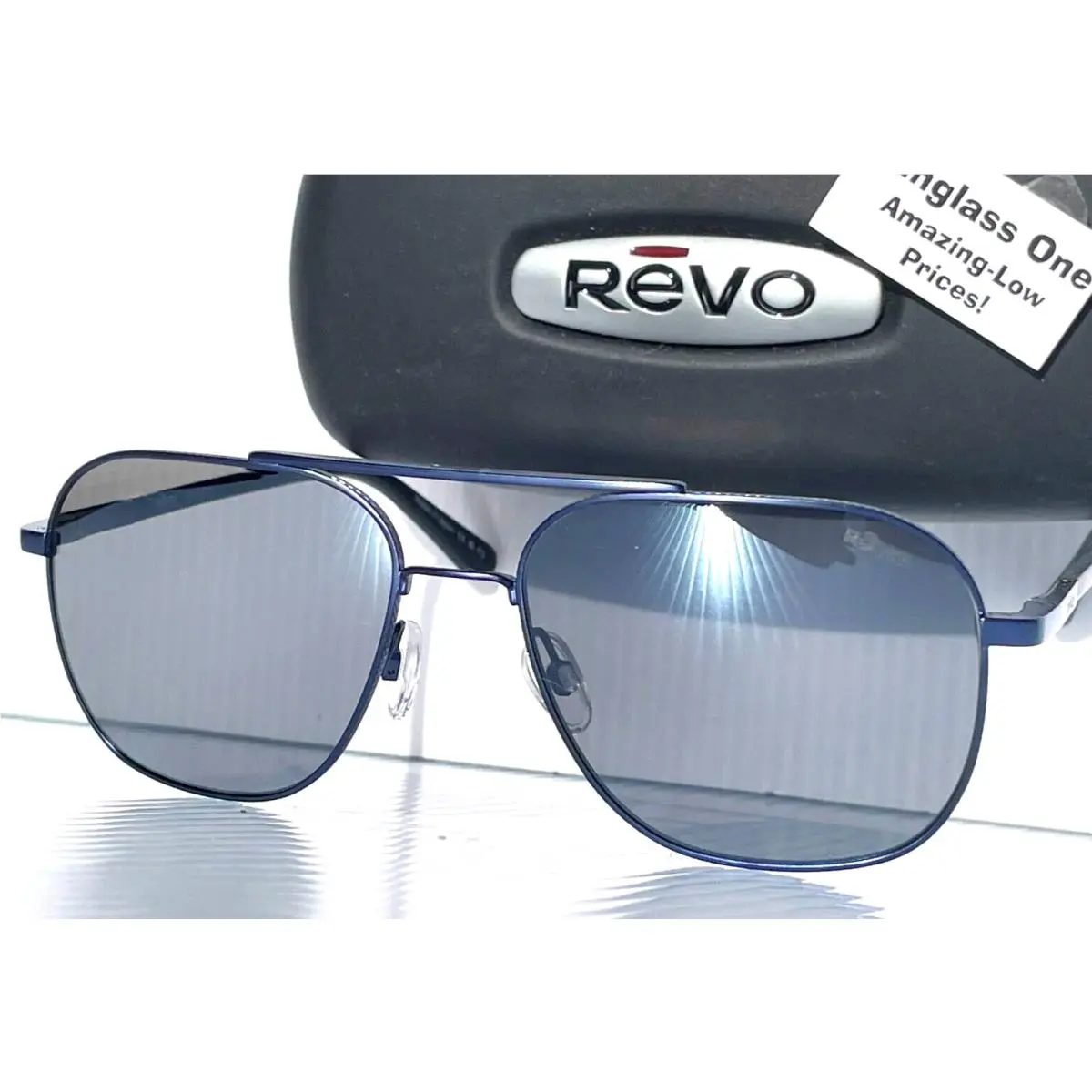 Logan Satin Navy Polarized Grey Lens Sunglass RE 1226 05 GY by Revo
