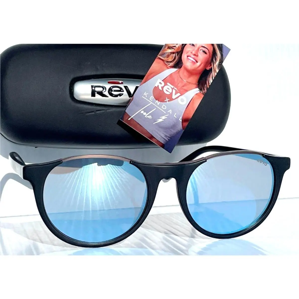 Kendall Laguna Matte Black Polarized Blue Lens Sunglass 1200 01 BL by Revo