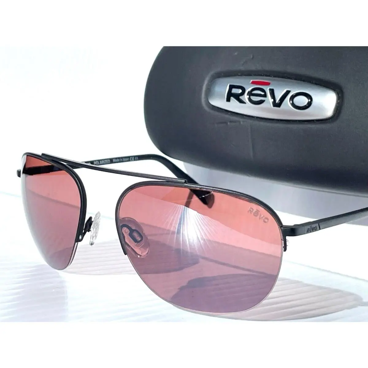 Annika Satin Black Polarized Drive Red Lens Sunglass 1201 01 GO by Revo