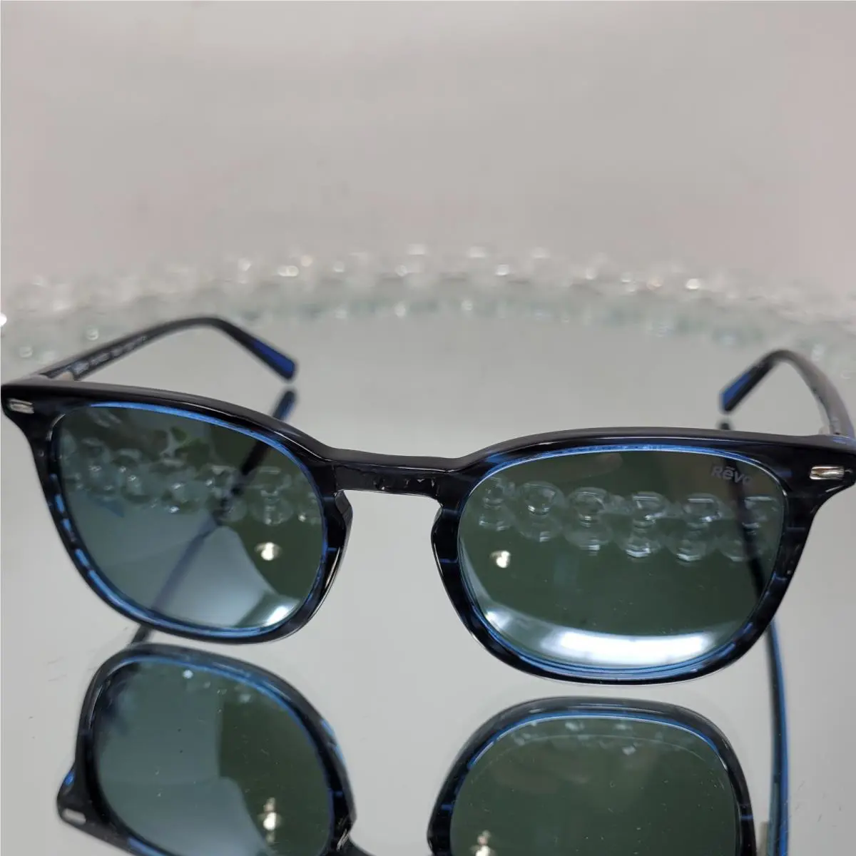 Revo Watson Sunglasses Blue Horn Polarized Smoke Green Glass Lens 1129 05